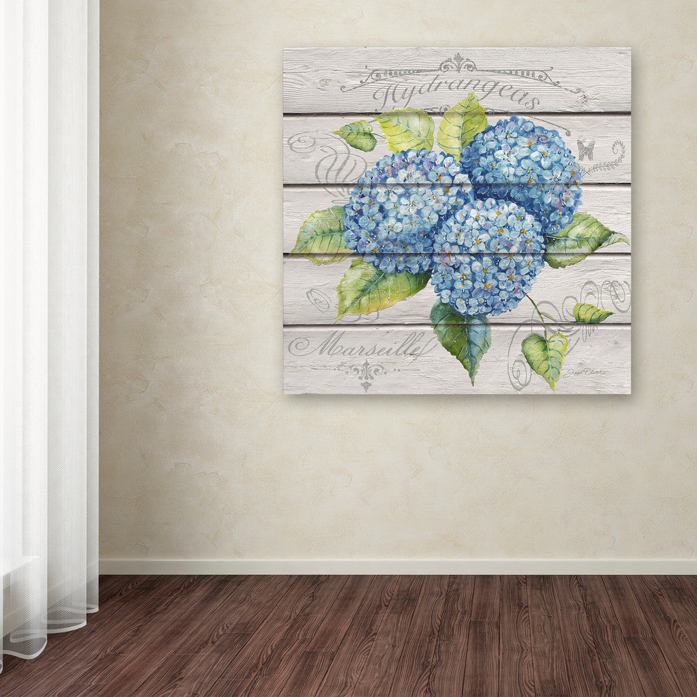 Jean Plout 'Blue Hydrangeas' Canvas Art, 18x18