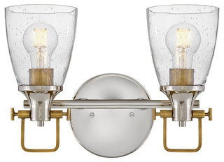 Hinkley Easton 14.5" Two Light Bath Vanity, Polished Nickel + Heritage Brass