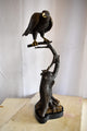 Observant Hawk on Arched Branch Bronze Statue 17" x 19" x 32"H