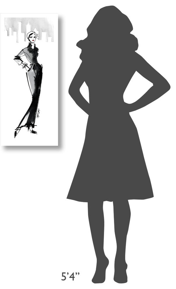 "Fifties Fashion III with Red" Digital Paper Print by Anne Tavoletti, 14"x32"