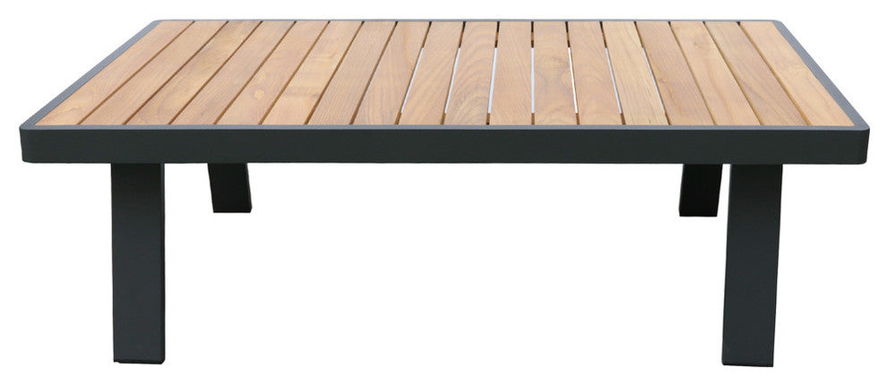 Armen Living Nofi Outdoor Sectional Set, Charcoal Finish With Taupe Cushions