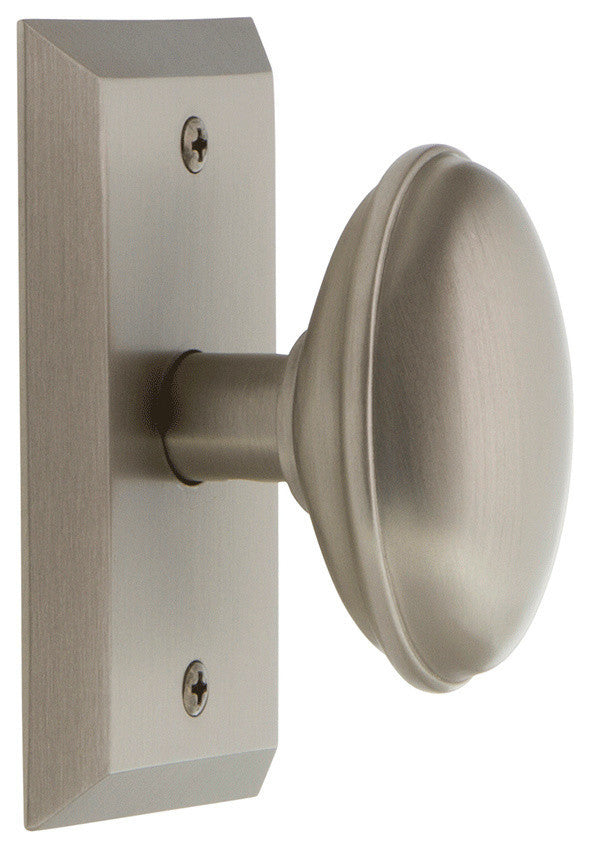 Studio Plate Passage Homestead Door Knob, Satin Nickel