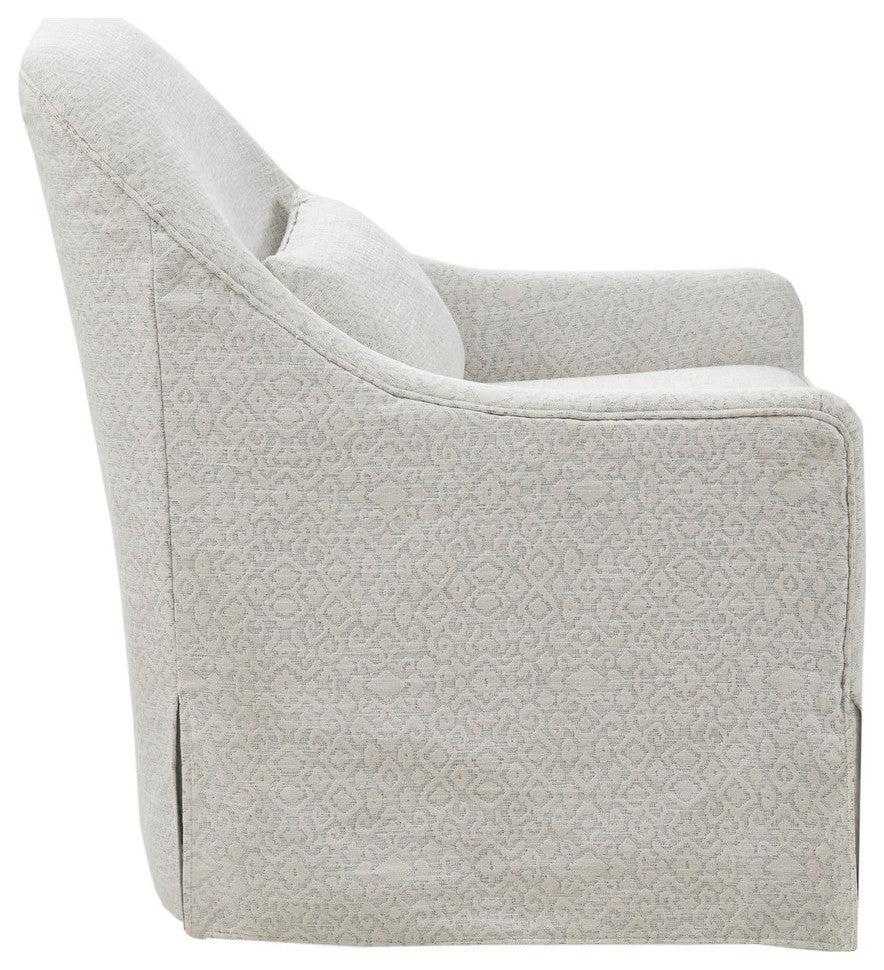 Madison Park Theo Swivel Glider Chair, Ivory/Black