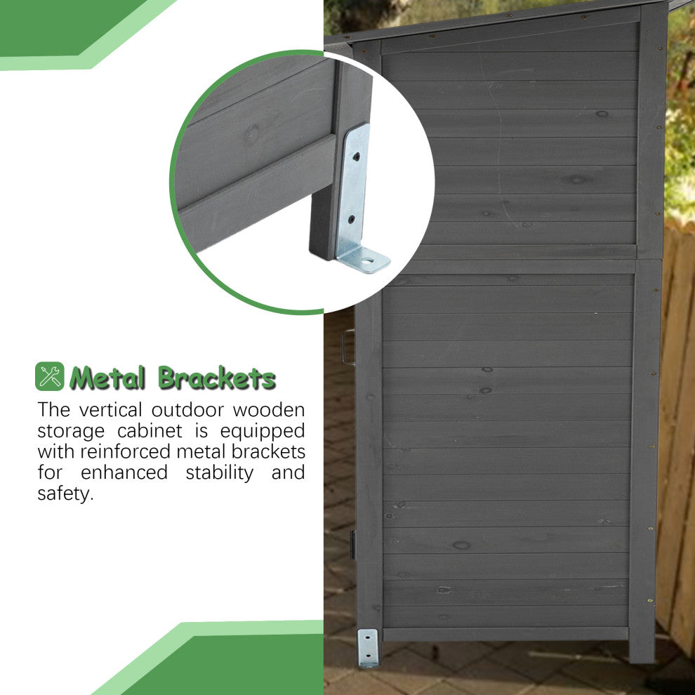 Outdoor Storage Shed With Lockable Door, Gray