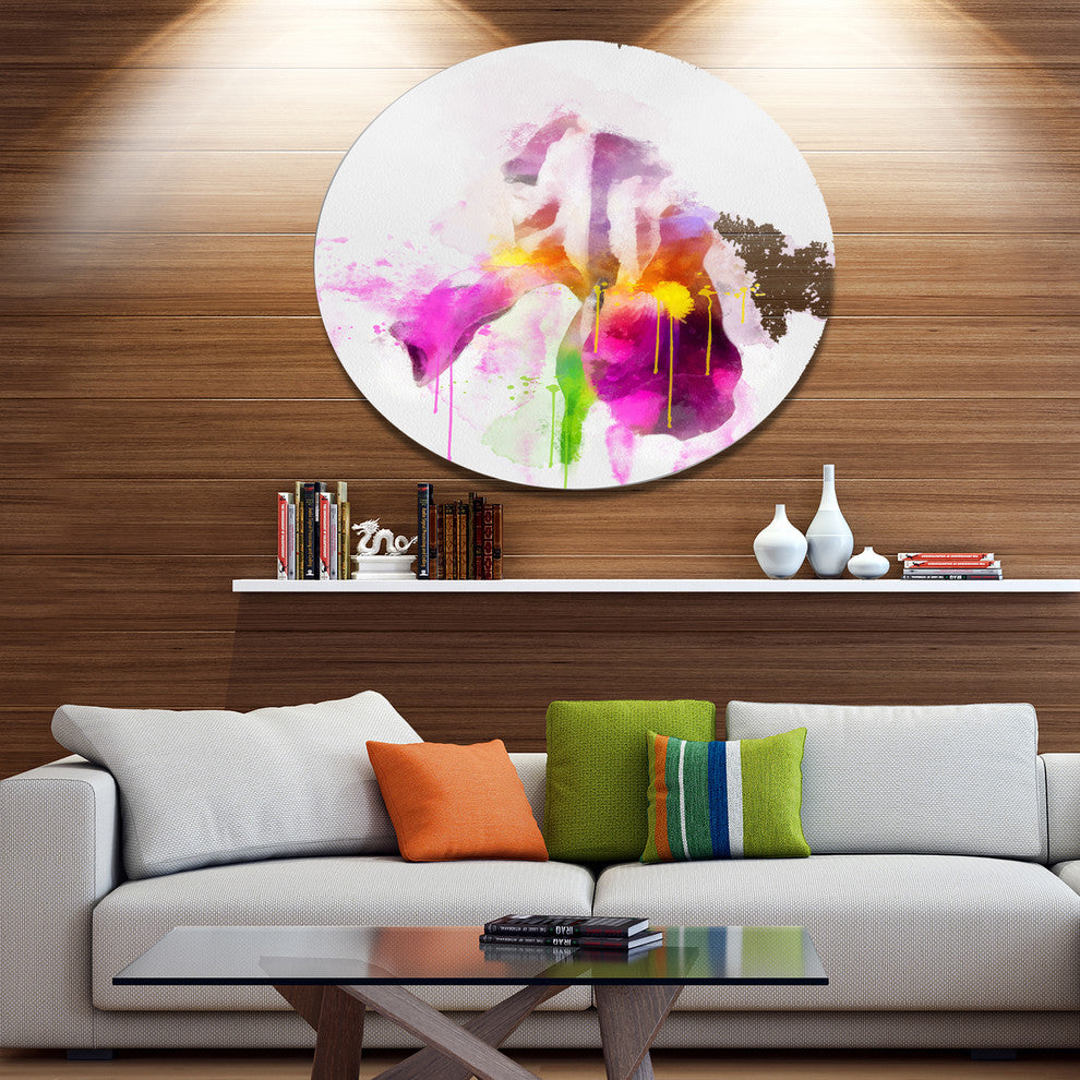 Purple Rose Illustration Watercolor, Modern Floral Round Wall Art, 11"