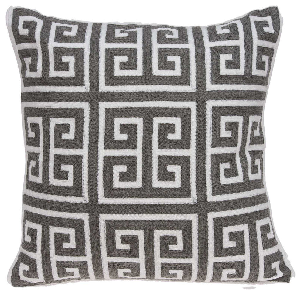 20" X 7" X 20" Cool Transitional Gray And White Pillow Cover With Poly Insert
