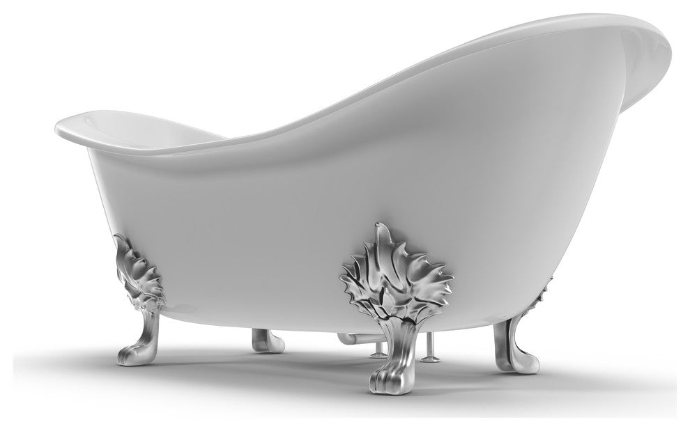 Taylor 71-inch Double Slipper Cast Iron Bathtub, Floor Mount_chrome_lion