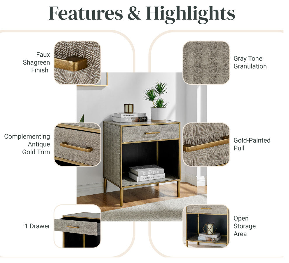 Arista Faux Shagreen Side/ End Table