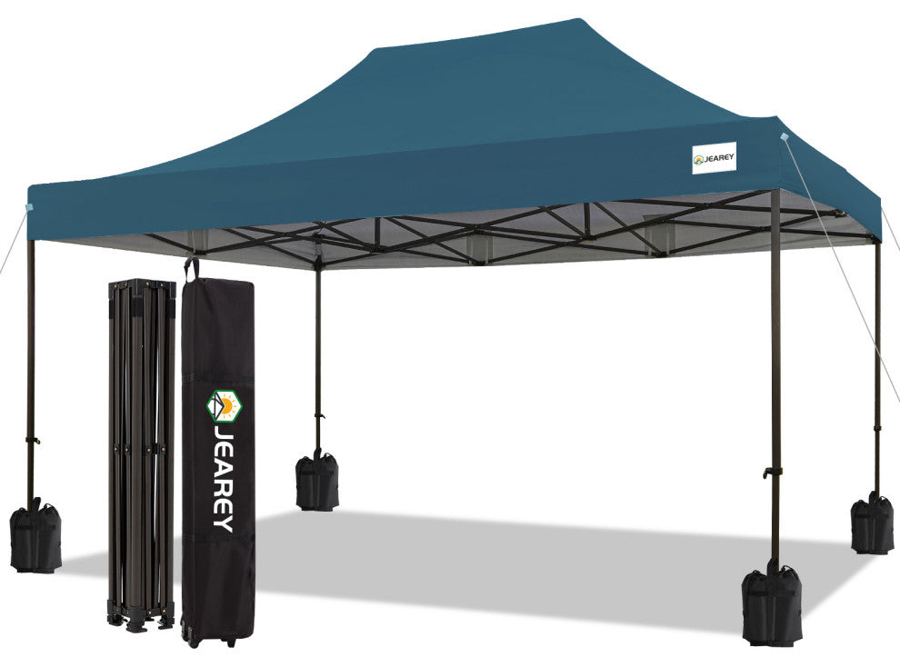JEAREY Pop Up Canopy Tent, Outdoor Canopy, 4 Sand Bags, Navy, 10x15ft