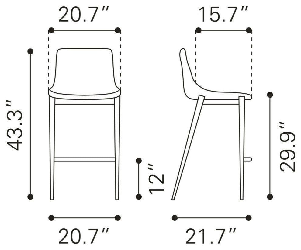 Magnus Barstool (Set of 2) Black & Silver