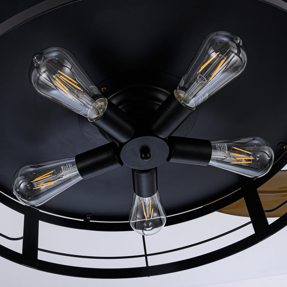 52 in Modern Black Industrial Retractable Ceiling Fan with Light Kit and Remote