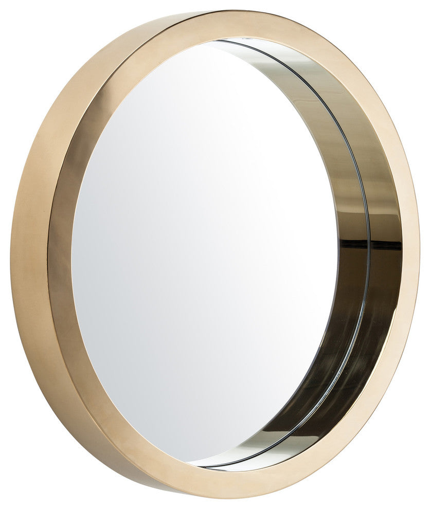 Julia 24-inch Polished Gold Stainless Round Wall Mirror
