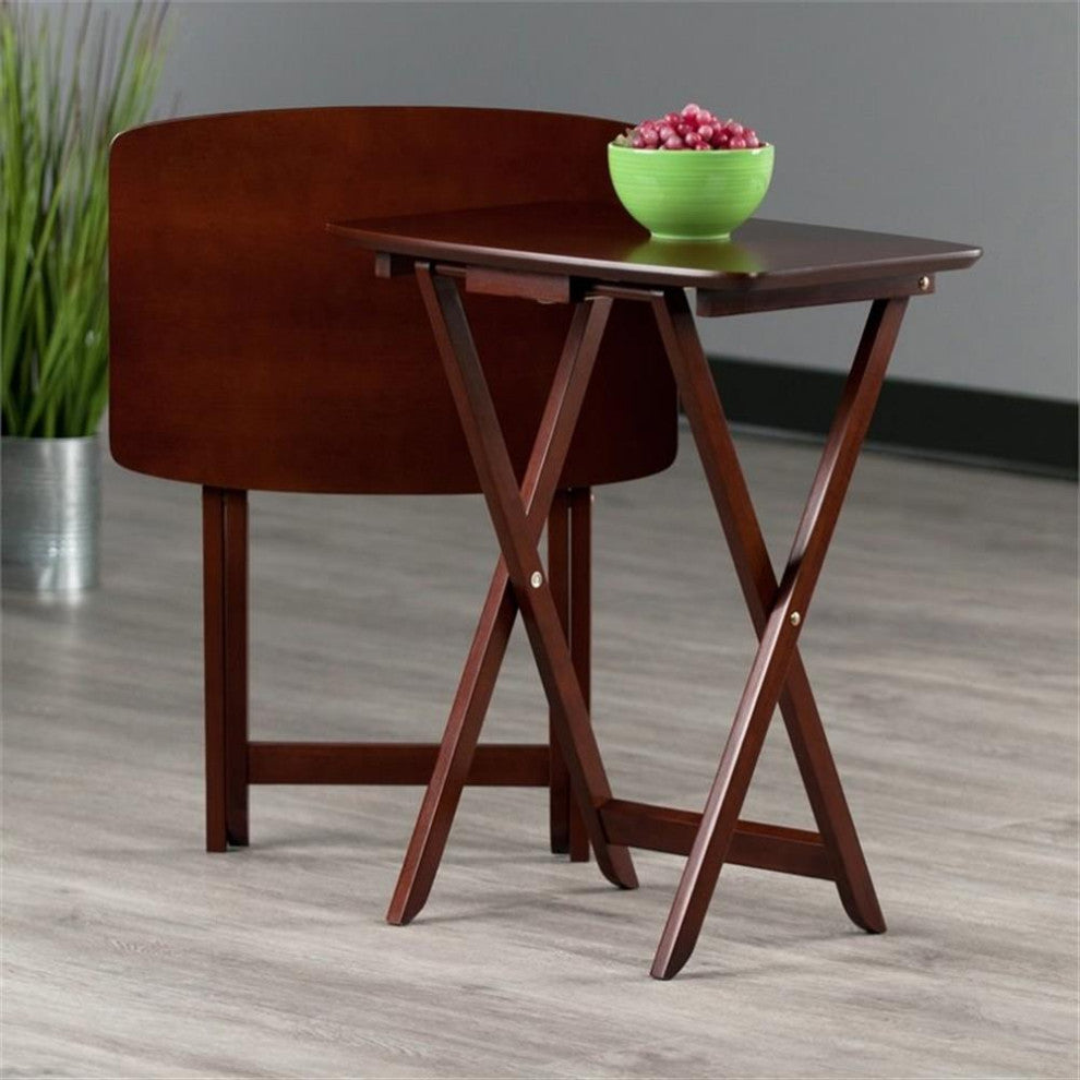 Winsome Darlene Transitional Solid Wood Snack Table Set in Walnut (Set of 2)