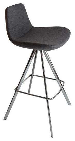 Pera Ellipse Barstool, Goldsmith Orange Wool, Polished Chrome Base