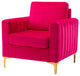 Velvet Comfor Club Chair With Arms&Metal Legs, Fuchsia