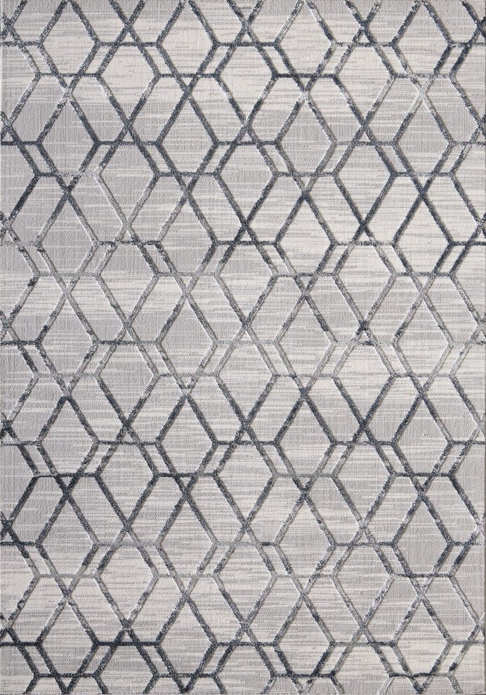 Abani Nova Nov120A Grey Silver Distressed Geometric Area Rug