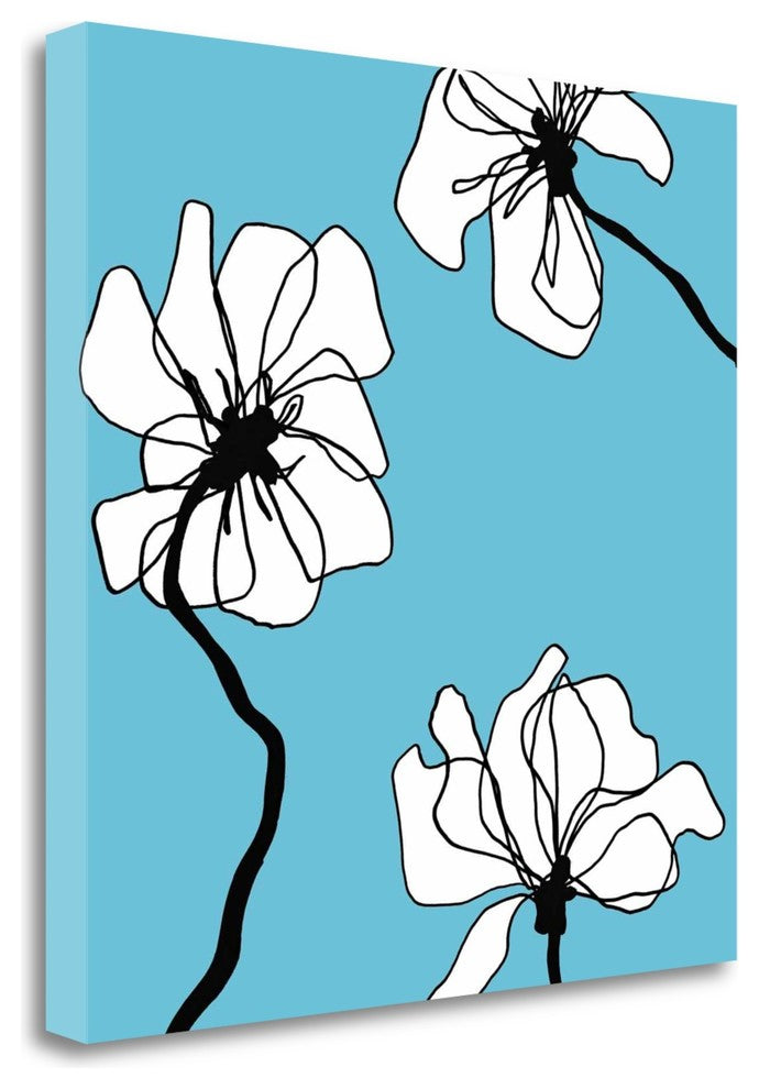 "Flowers In Blue 2" By Mette Loeber, Giclee Print on Gallery Wrap Canvas