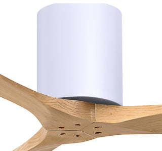 Irene 3 Blade Flush Mount Fan, 52", Matte White, Light Maple Tone Blades