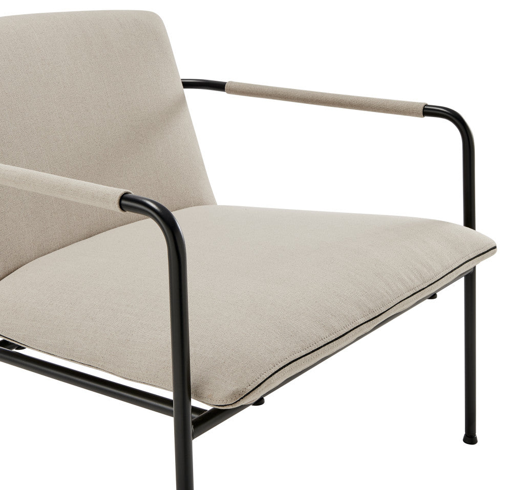 Ludvig Lounge Chair, Tan Fabric With Black Frame