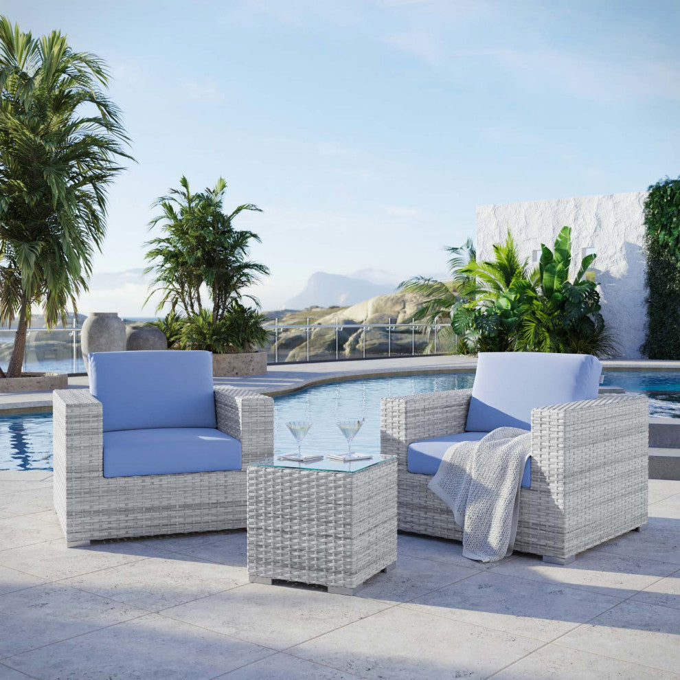 Convene 3-Piece Outdoor Patio Set - Light Gray Light Blue