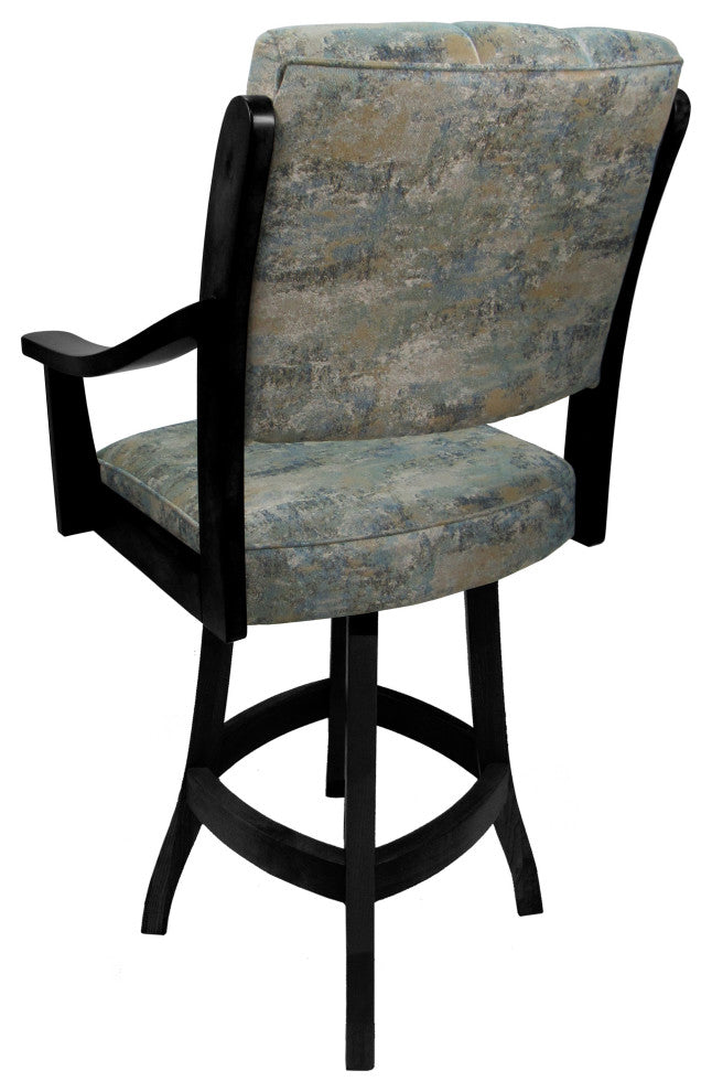 Swivel Counter Wood Bar Stool Casa on S-Base, Poet Sky and Black, 26"