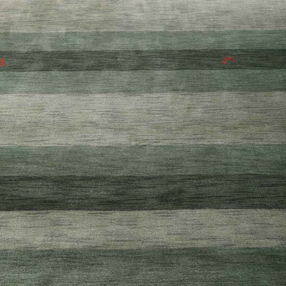 HAND KNOTTED LOOM WOOL ECO-FRIENDLY AREA RUGS - Rectangle, Green, Contemporary