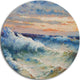 Waves During Storm, Seascape Painting Round Wall Art, 38"