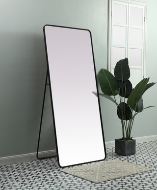 Soft Corner Metal Rectangle Mirror 32X72 Inch, Black