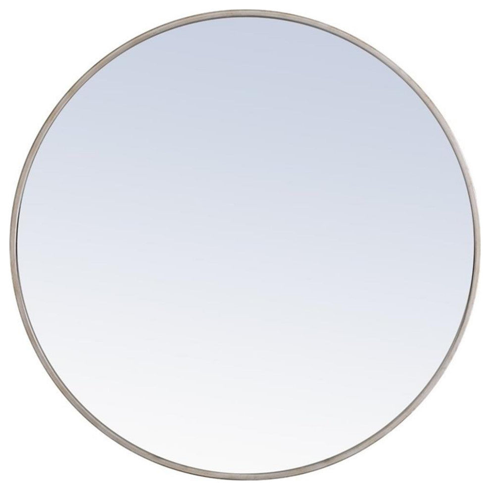 Elegant Decor Eternity 32" Round Metal Frame Mirror in Silver