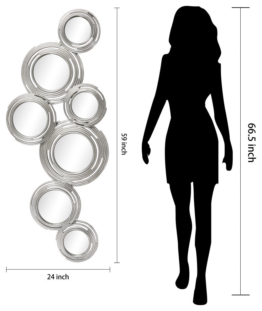 "Ascending Reflection" Circle Array Mirrors in Metal Foiled Frame