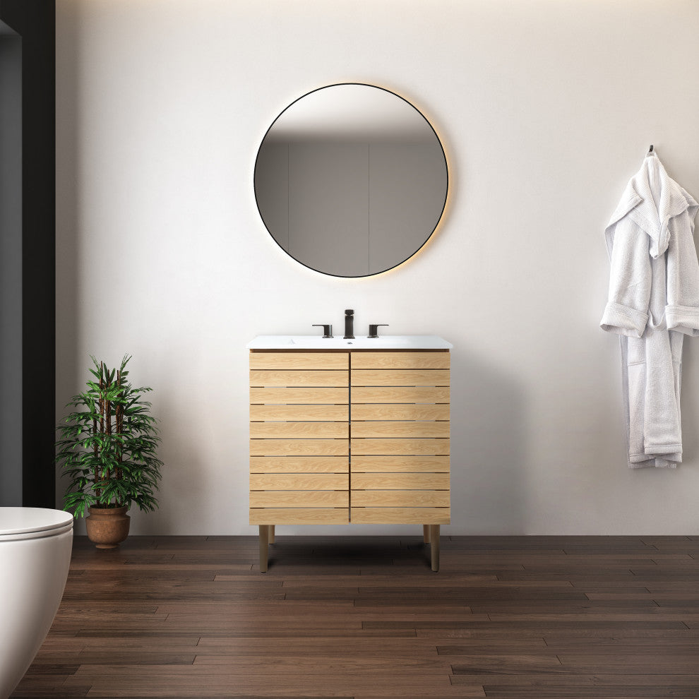30"Modern Farmhouse 2-Shelf Bath Vanity Cabinet Only (Sink Basin not Included)