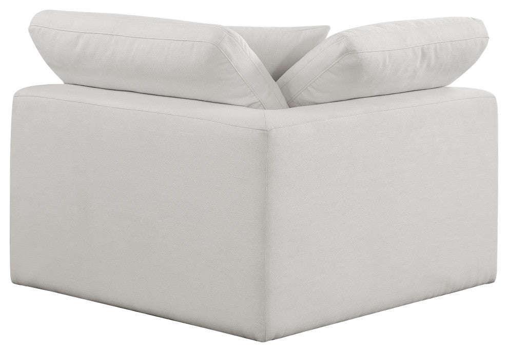 Comfy Beige Linen Textured Fabric Modular Chair, Cream, Linen Textured Fabric, Corner Chair