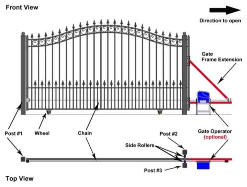 Aleko London Style Single Slide Steel Driveway Gate 16'