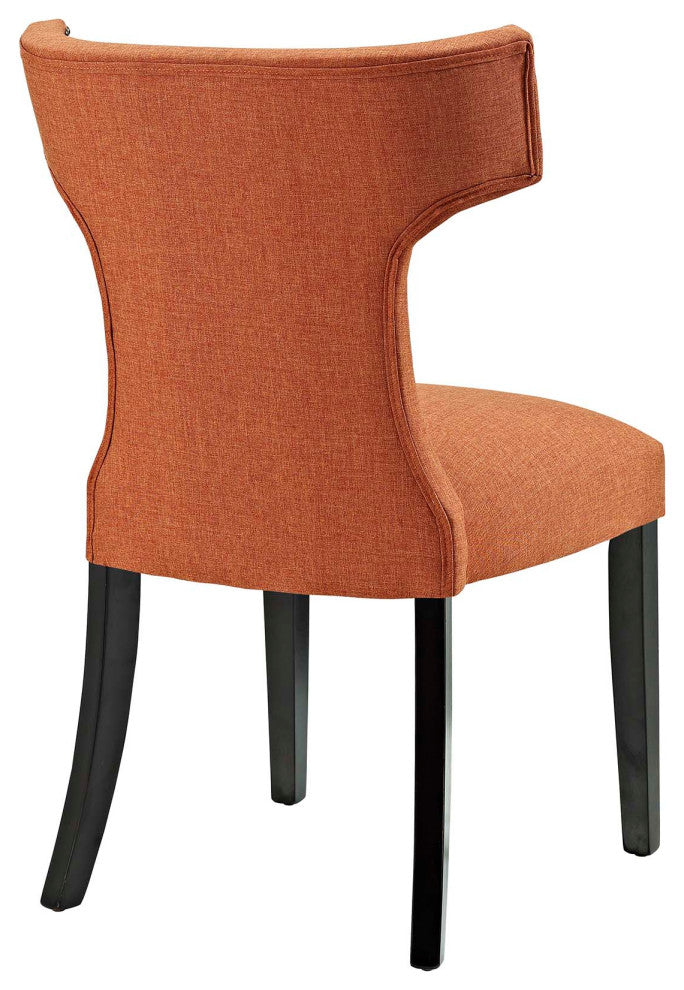 Orange Curve Dining Side Chair Fabric Set of 2