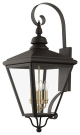 4 Light Bronze Outdoor Extra Large Wall Lantern, Antique Brass