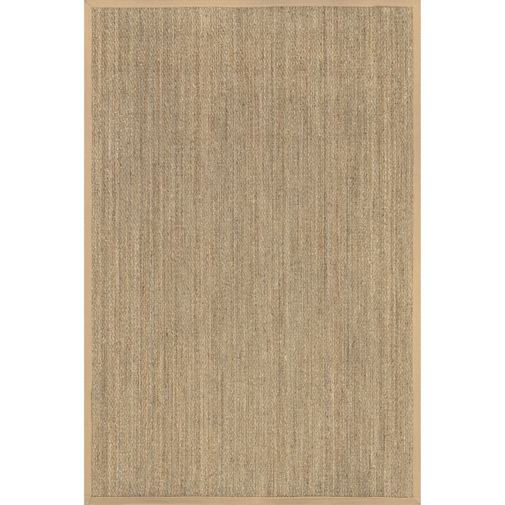 Nuloom Machine Woven Maui Seagrass With Border Rug, Beige 6'Square