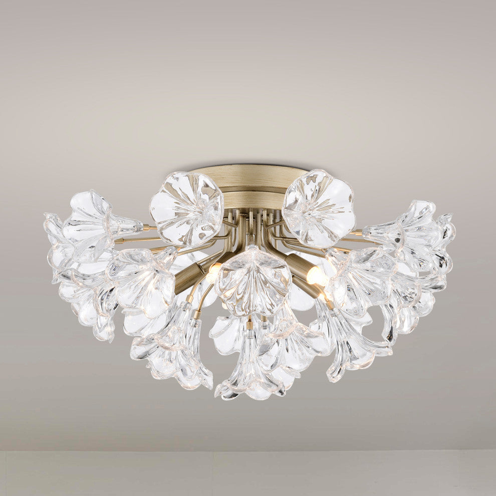 Zelda Crystal Glass Flower Flush Mount 5-light