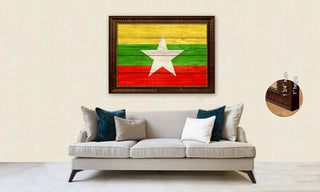 Namibia Country Textured Flag Print With Brown Gold Frame, 15"X21"