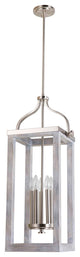 Westbury 5-Light Pendant Brushed Nickel With Painted Gray Driftwood Effect