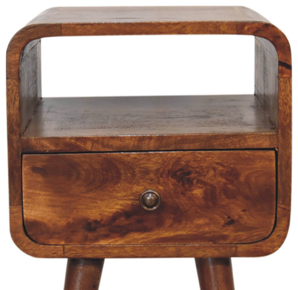 Mini Chestnut Curve Open Nightstand