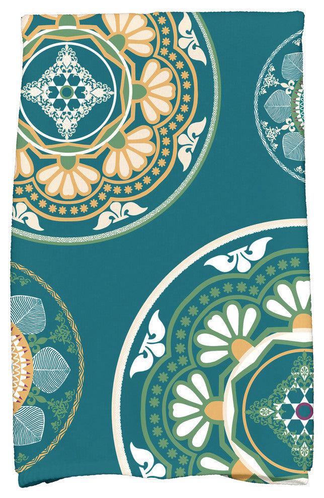 Medallions Geometric Print Hand Towel, Teal