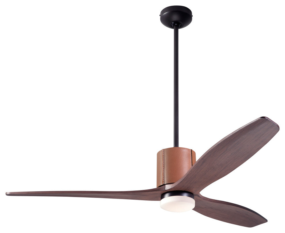 LeatherLuxe Fan, Bronze/Tan, 54" Mahogany Blades With LED, Remote Control