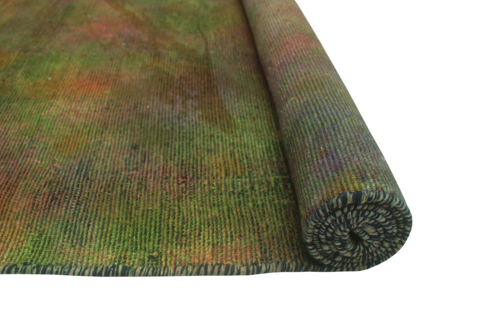 Vintage Distressed Saeedeh Green/Purple Rug, 4'7x6'3