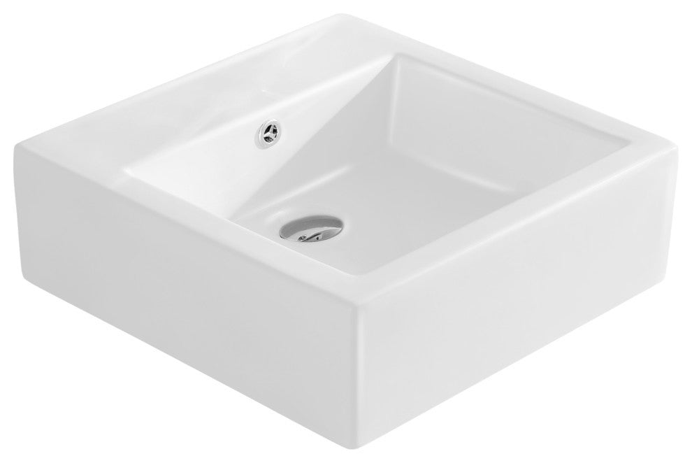 Fine Fixtures White Vitreous China Square Modern Vessel Sink