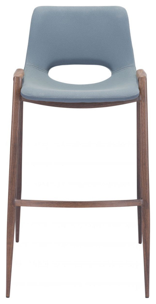 Desi Barstool, Set of 2 Blue/Walnut
