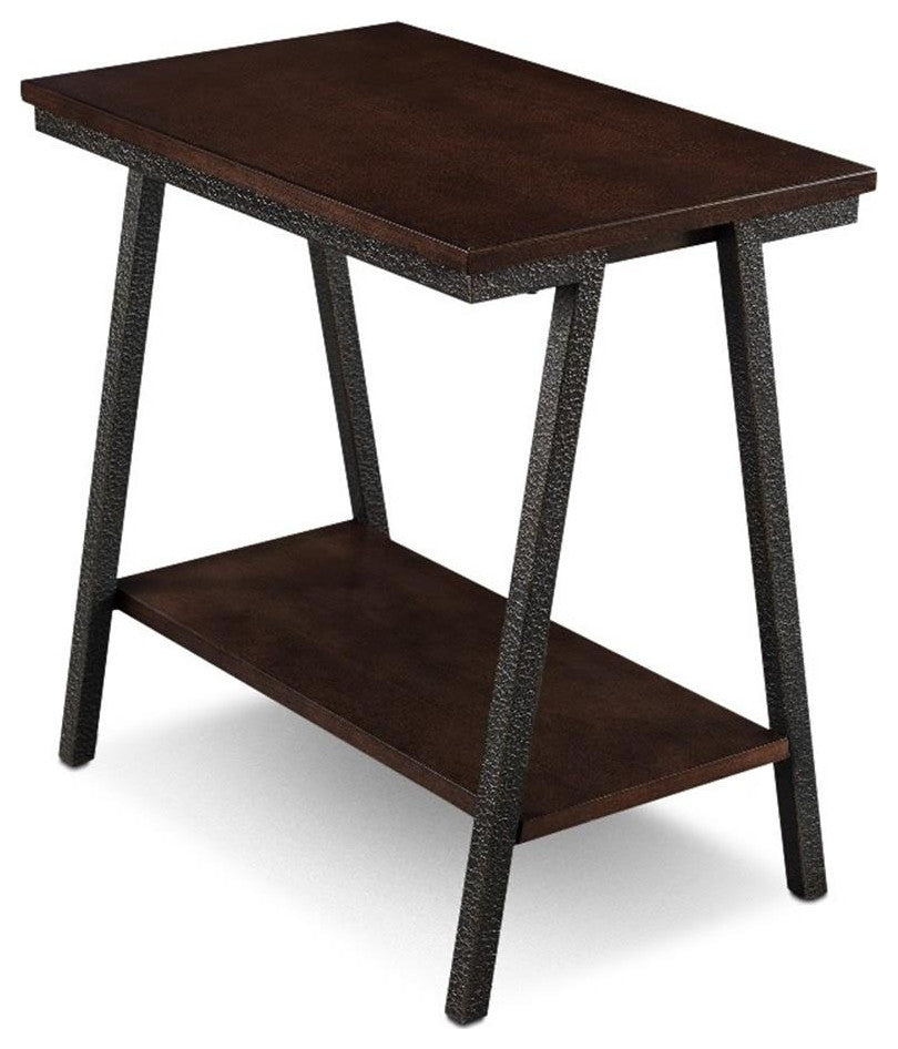 Leick Furniture Empiria Wood End Table in Walnut and Foundry Bronze Brown