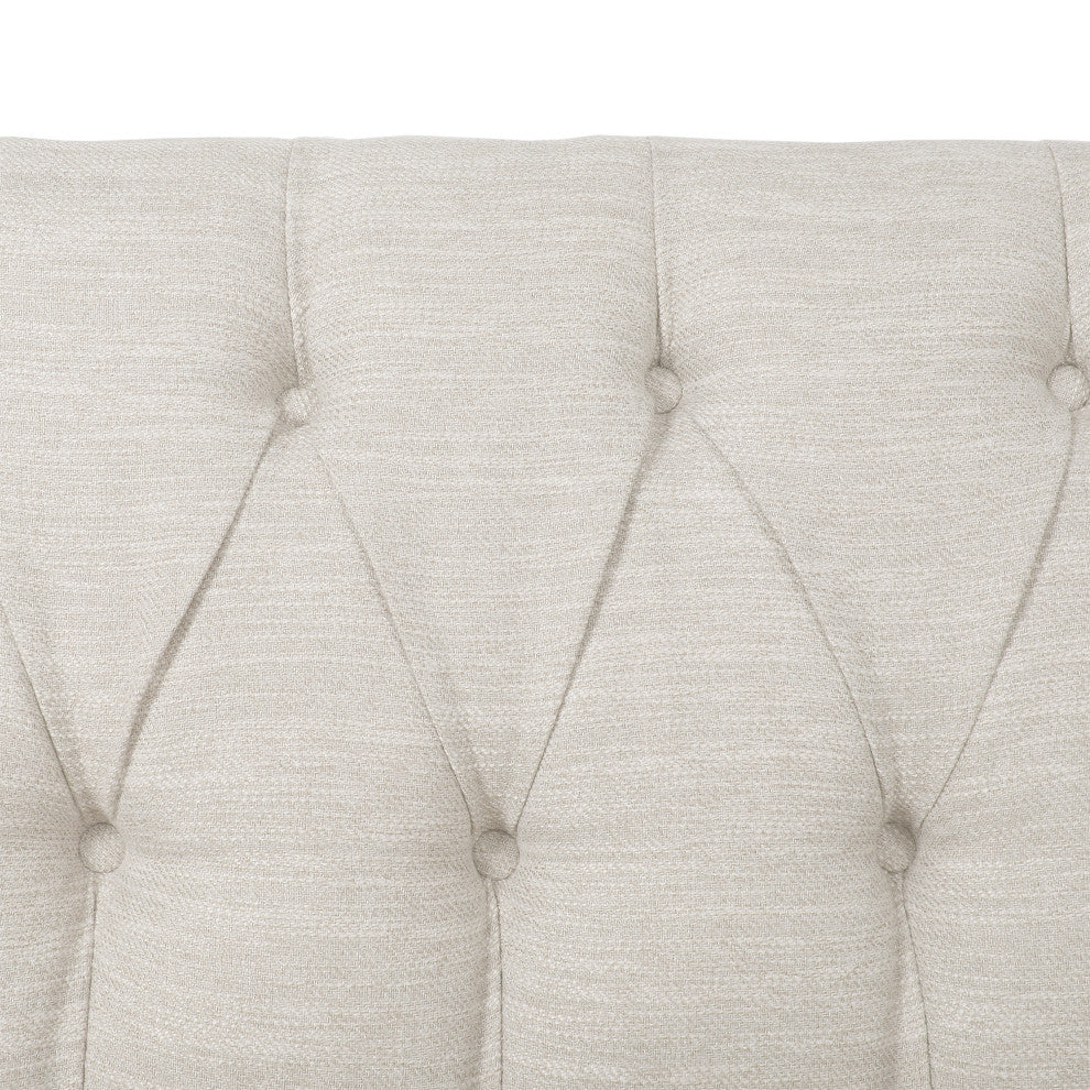 Jelm Contemporary Tufted Loveseat, Beige, 100% Polyester + Birch