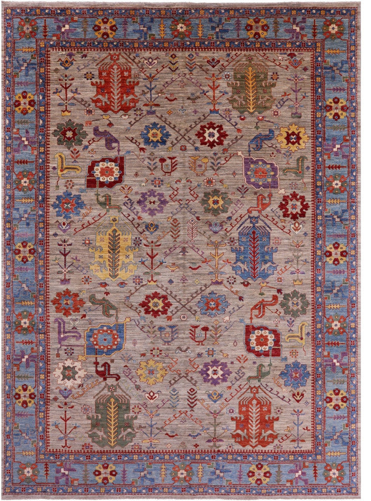 Turkish Oushak Handmade Wool Rug 9' 6" X 13' 7" - Q12642