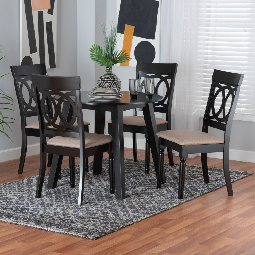 Jemina 5-Piece Dining Set, Beige/Dark Brown