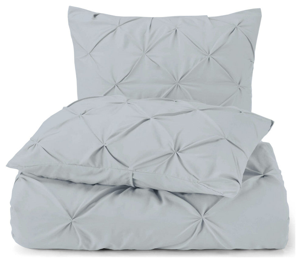 Organic Cotton 300 TC GOTS Certified 8 Internal Ties Fair Trad Pintuck Duvet Set